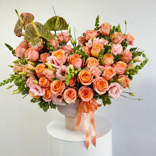 Peach Elegance Rose & Lisianthus Luxury Arrangement