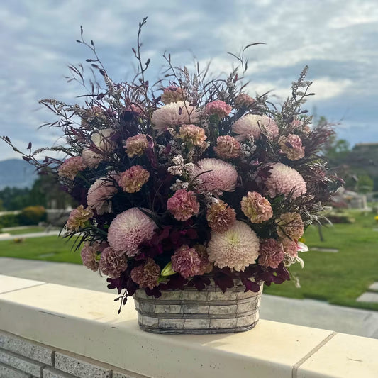 Sympathy Basket - Dahlias and Carnations